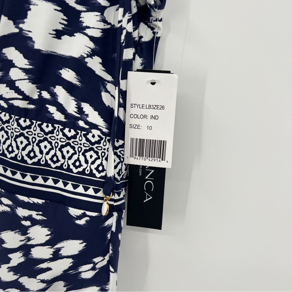 La Blanca Woman's Changing Tides Plunge One Piece Swimsuit in Indigo Blue New - Picture 10 of 14